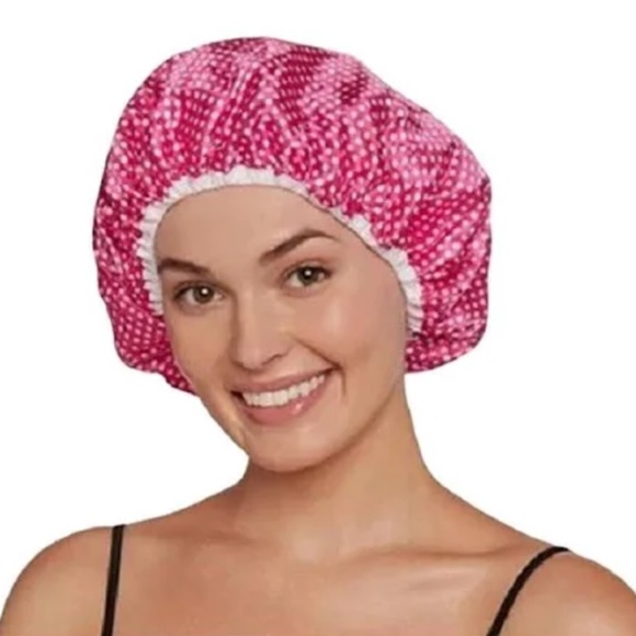 NEW Turbie Twist Stylin' Shower Cap Pink Polka Dot - Picture 1 of 8